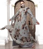 Designer printed floral modest  dress with umbrella flare