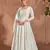 Cream embroidered chinon semi-anarkali salwar suit