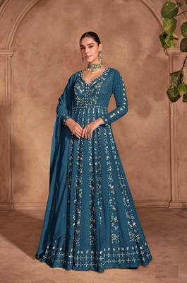 Rama embroidered chinon semi-anarkali salwar suit 1