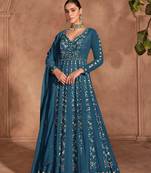 Rama embroidered chinon semi-anarkali salwar suit