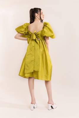 Green sheen drama midi dress 2