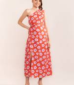 Teaberry red one shoulder dress