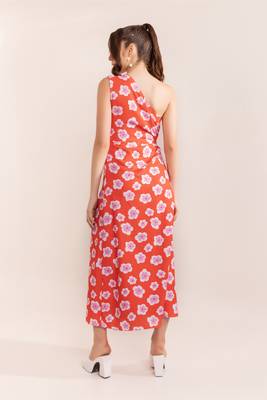 Teaberry red one shoulder dress 2
