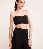 Black beauty sweetheart crop top with rhinestone strap