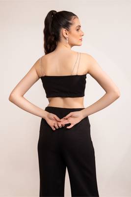 Black beauty sweetheart crop top with rhinestone strap 2