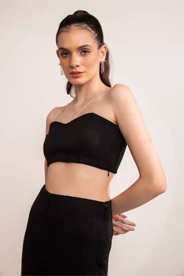 Black beauty sweetheart crop top with rhinestone strap 3