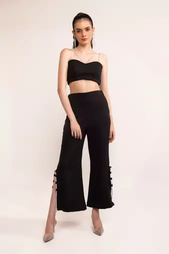 Black beauty sweetheart crop top with rhinestone strap