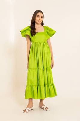 Lime zest green batman sleeves maxi dress 1