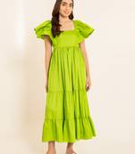 Lime zest green batman sleeves maxi dress