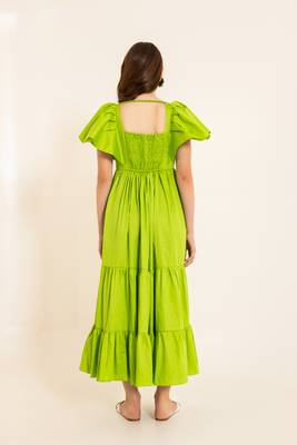 Lime zest green batman sleeves maxi dress 3