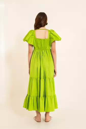 Lime zest green batman sleeves maxi dress