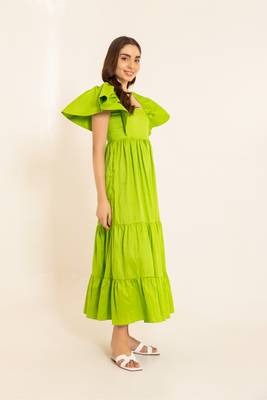 Lime zest green batman sleeves maxi dress 4