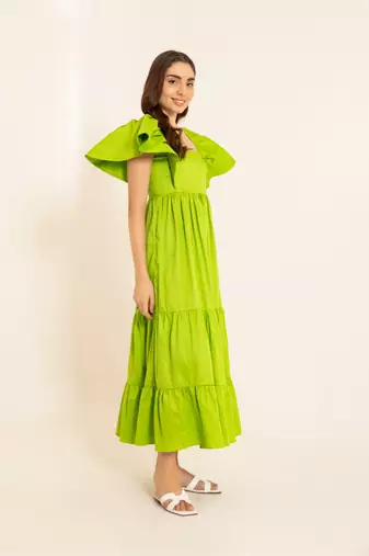 Lime zest green batman sleeves maxi dress