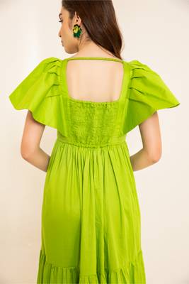 Lime zest green batman sleeves maxi dress 5