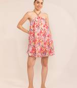 Blushing pink halter neck short dress