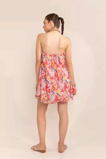 Blushing pink halter neck short dress