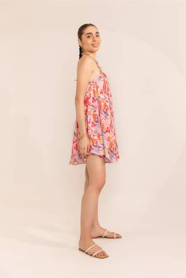 Blushing pink halter neck short dress 3