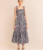 Zebra print waist cut out maxi dress