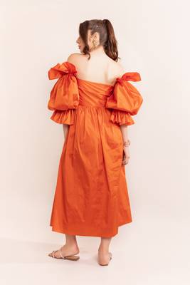 Autumn sunset off shoulder maxi dress 3