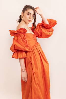 Autumn sunset off shoulder maxi dress 4