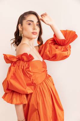 Autumn sunset off shoulder maxi dress 5