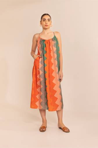 Multi print summer beach dress