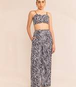 Zebra print chain strap crop top with high waisted pants co-ord set