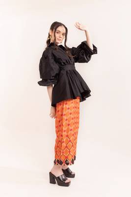 Black beauty shirt with orange dragon fire pants 4