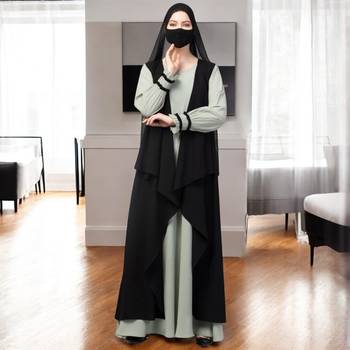 Three Pieces Set- Abaya with Shrug & Hijab for Women & Girls Made in Nida Matte Fabric 1