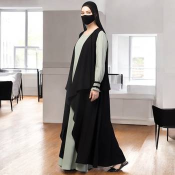 Three Pieces Set- Abaya with Shrug & Hijab for Women & Girls Made in Nida Matte Fabric 2