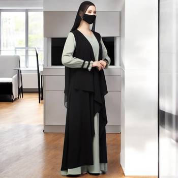 Three Pieces Set- Abaya with Shrug & Hijab for Women & Girls Made in Nida Matte Fabric 5