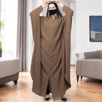 Stylish Zipper Front-Open Kaftan Abaya in Luxurious Firdaus Fabric with Matching Hijab 1