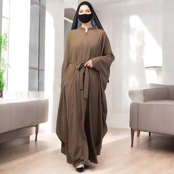 Stylish Zipper Front-Open Kaftan Abaya in Luxurious Firdaus Fabric with Matching Hijab 4