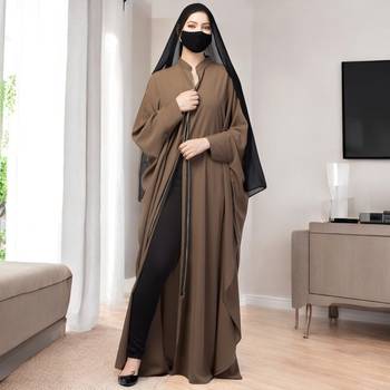 Stylish Zipper Front-Open Kaftan Abaya in Luxurious Firdaus Fabric with Matching Hijab 5