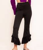 Black beauty ruffled hem high waisted pants