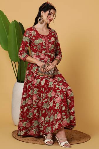 Women Trending Floral Printed Anarkali Kurta