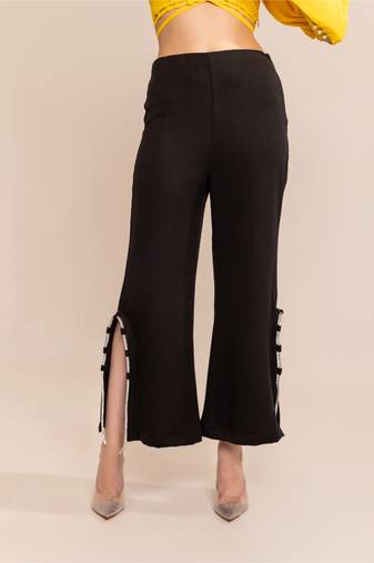 Blazing black side rhinestone slit trouser