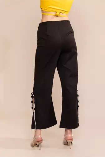 Blazing black side rhinestone slit trouser