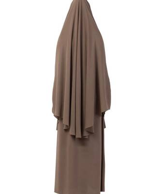 Elegant Khaki Kashibo Abaya With Khimar Combo 5