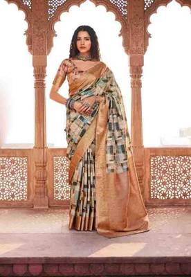 Rust silk blend saree with unstitched blouse piece 2