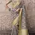 Beige silk blend saree with unstitched blouse piece
