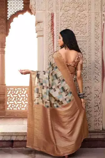Rust silk blend saree with unstitched blouse piece