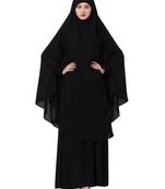 Elegant Black Kashibo Abaya With Khimar Combo