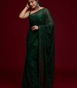 Varni fabrics women green  georgette  saree comes with matching blouse