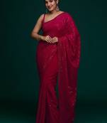 Varni fabrics women pink  georgette  saree comes with matching blouse