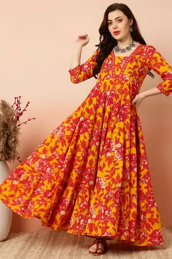 Women Trending Floral Printed Anarkali Kurta
