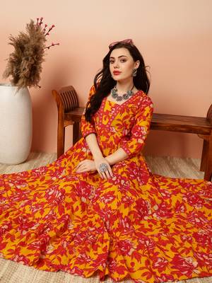 Women Trending Floral Printed Anarkali Kurta 5
