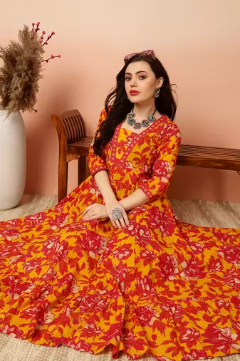 Women Trending Floral Printed Anarkali Kurta