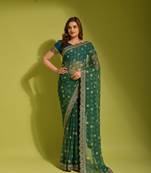blue  georgette  saree comes with matching blouse