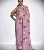 Varni fabrics women pink  georgette  saree comes with matching blouse